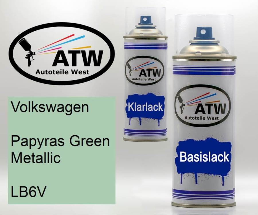 Volkswagen, Papyras Green Metallic, LB6V: 400ml Sprühdose + 400ml Klarlack - Set, von ATW Autoteile West.